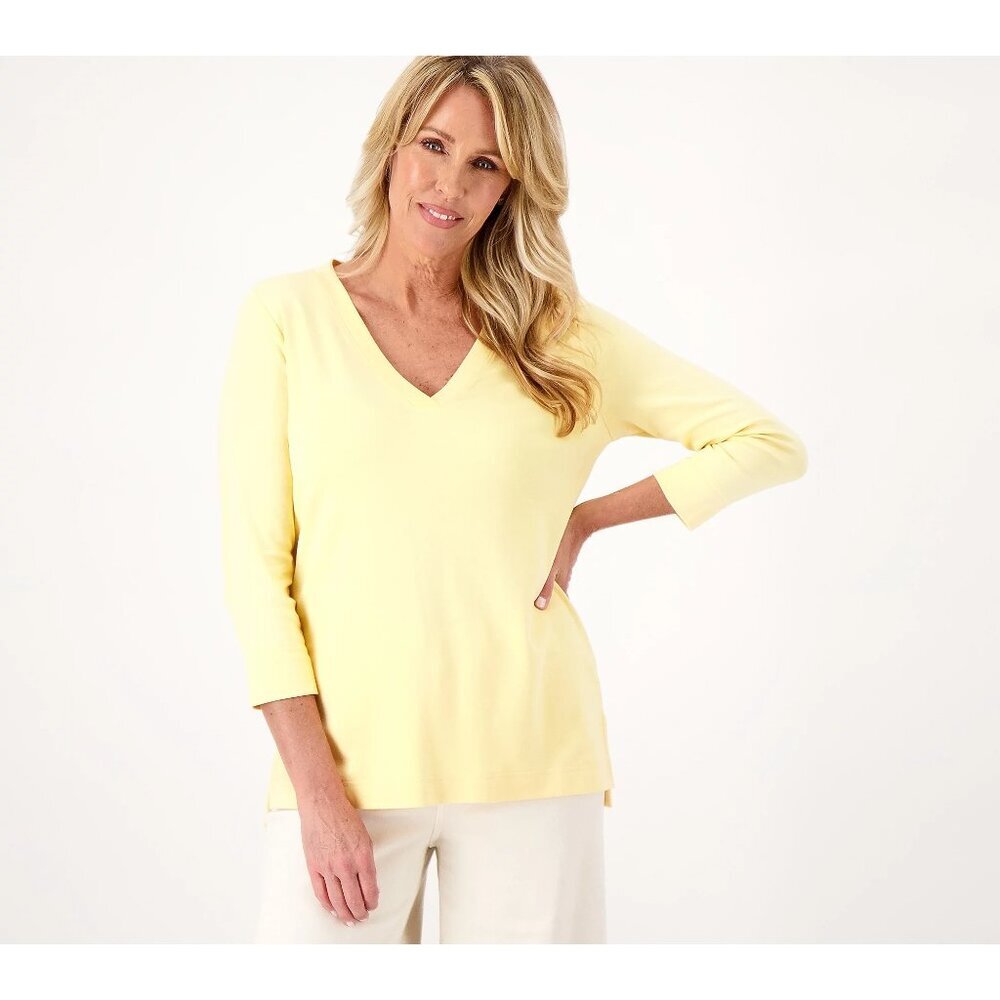 Encore by Idina Menzel Oyster Crossover V-Neck 3/4 Sleeve Top Size XL